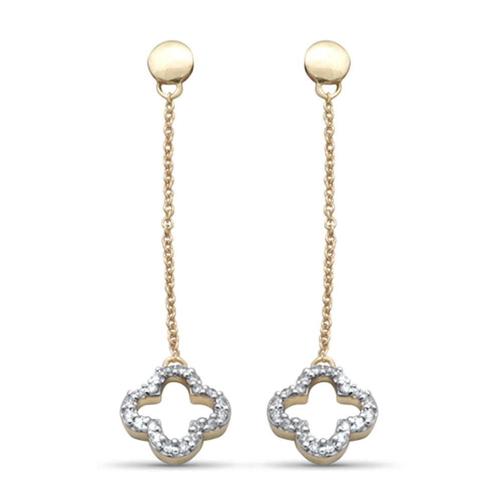 Muse Jewelry .16ct G SI 14K Yellow Gold Diamond Flower Dangling Earrings