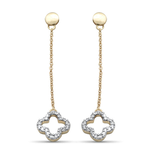 Muse Jewelry .16ct G SI 14K Yellow Gold Diamond Flower Dangling Earrings