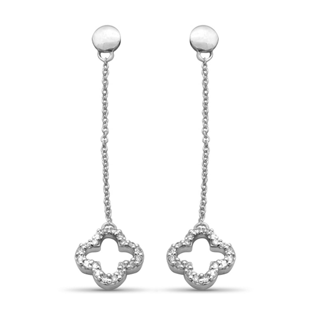 Muse Jewelry .17ct G SI 14K White Gold Diamond Flower Dangling Earrings