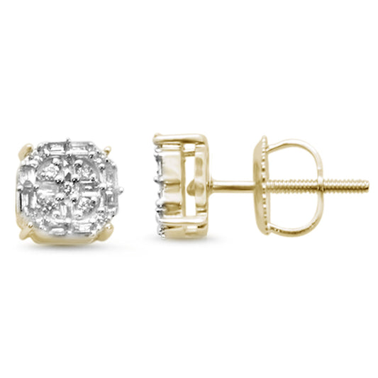 Muse Jewelry .23ct G SI 14K Yellow Gold Diamond Square Shaped Earrings Screw Back