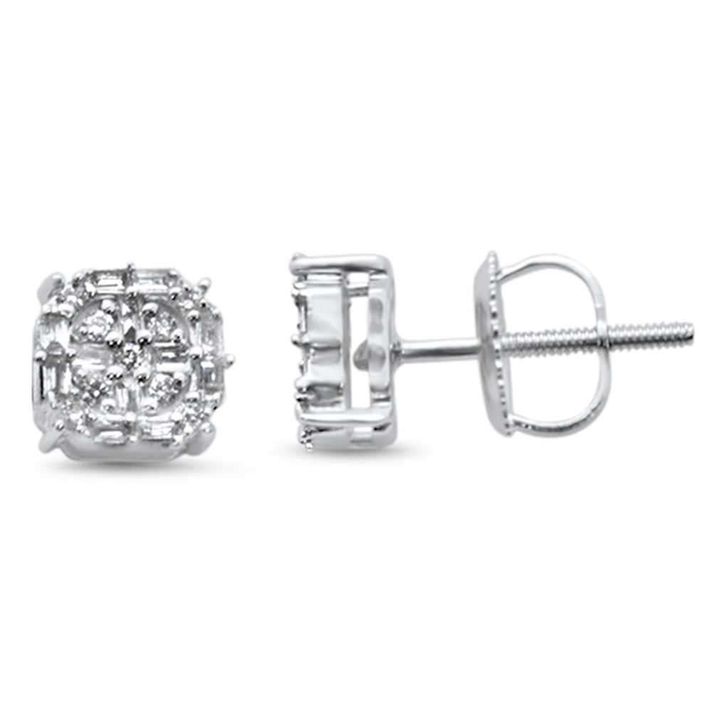 Muse Jewelry .20ct G SI 14K White Gold Diamond Square Shaped Earrings Screw Back