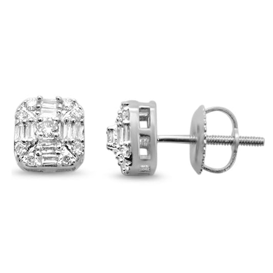Muse Jewelry .30ct G SI 14K White Gold Diamond Square Shaped Earrings Screw Back