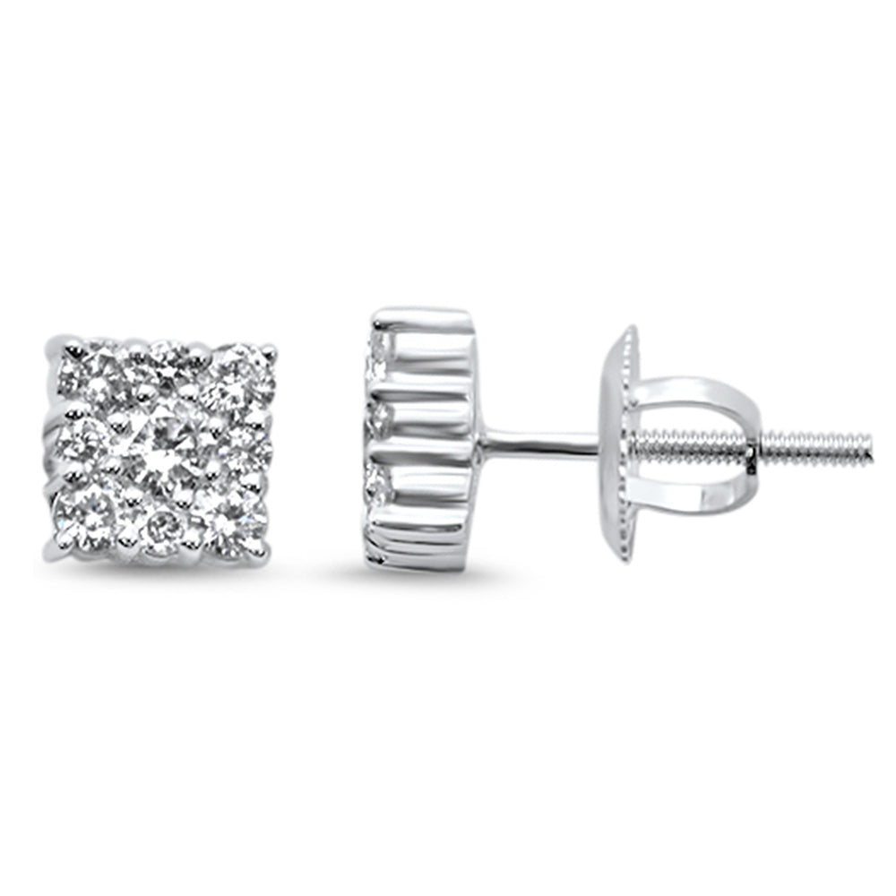 Muse Jewelry .51ct G SI 14K White Gold Diamond Square Shaped Earrings Screw Back