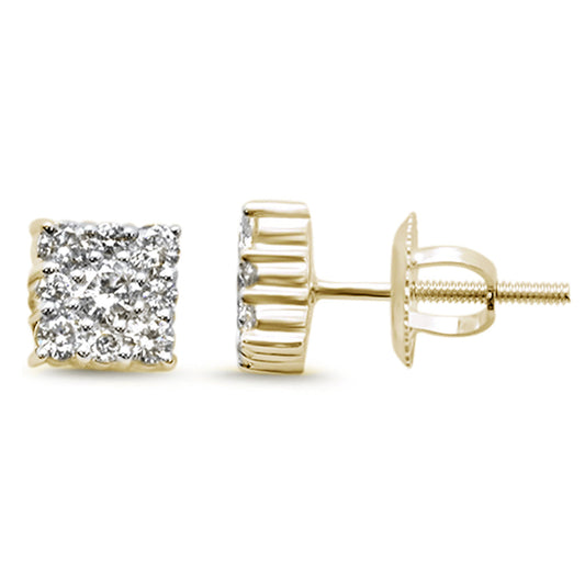 Muse Jewelry .52ct G SI 14K Yellow Gold Diamond Square Shaped Earrings Screw Back