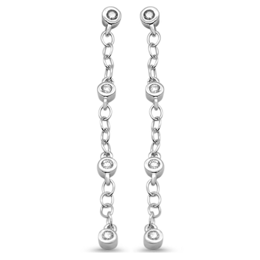 Muse Jewelry .21ct G SI 14K White Gold Diamond Drop Chain Style Earrings Screw Back