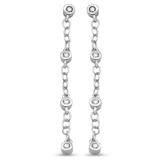 Muse Jewelry .21ct G SI 14K White Gold Diamond Drop Chain Style Earrings Screw Back