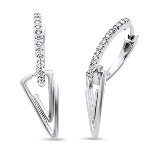 Muse Jewelry .13ct G SI 14K White Gold Diamond Hoop Dangling Earrings Post&Click