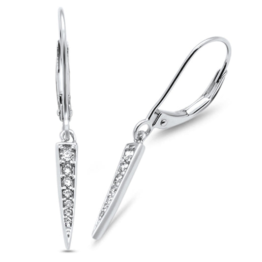 Muse Jewelry .15ct G SI 14K White Gold Diamond Hoop Dangling Earrings Lever Backing