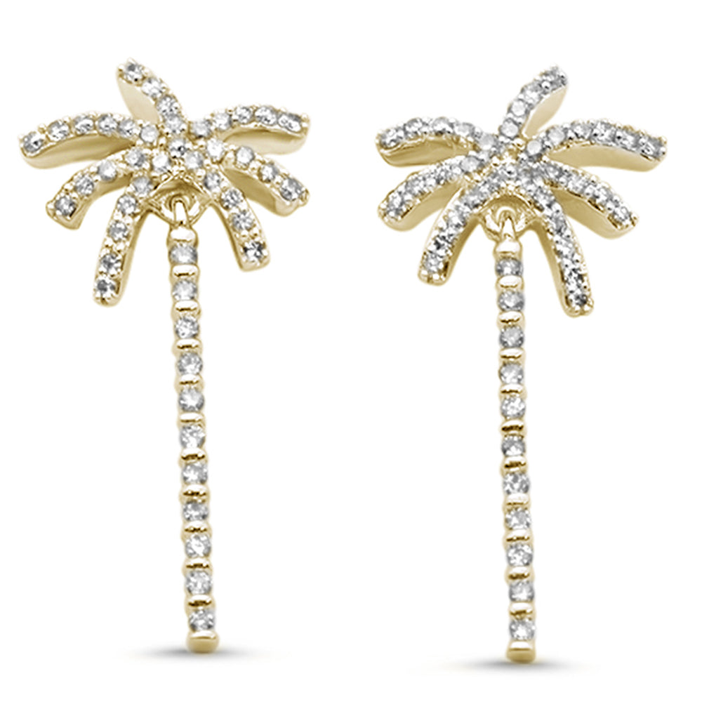 Muse Jewelry .43ct G SI 14K Yellow Gold Diamond Palm Tree Earrings Screw Back