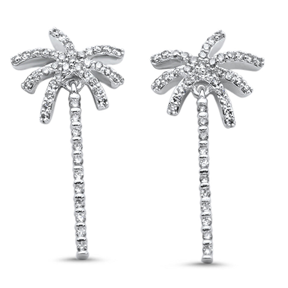 Muse Jewelry .45ct G SI 14K White Gold Diamond Palm Tree Earrings Screw Back