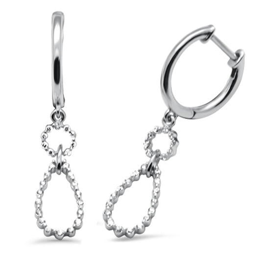 Muse Jewelry .24ct G SI 14K White Gold Diamond Dangling Hoop Earrings with Post & Click Backings