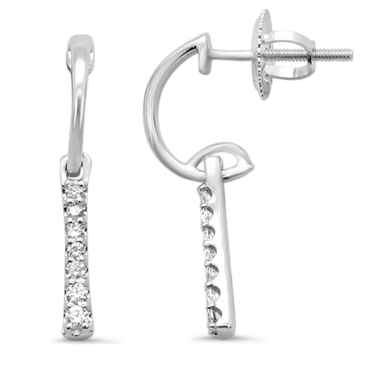 Muse Jewelry .15ct G SI 14K White Gold Diamond Half Hoop Earrings Screw Back