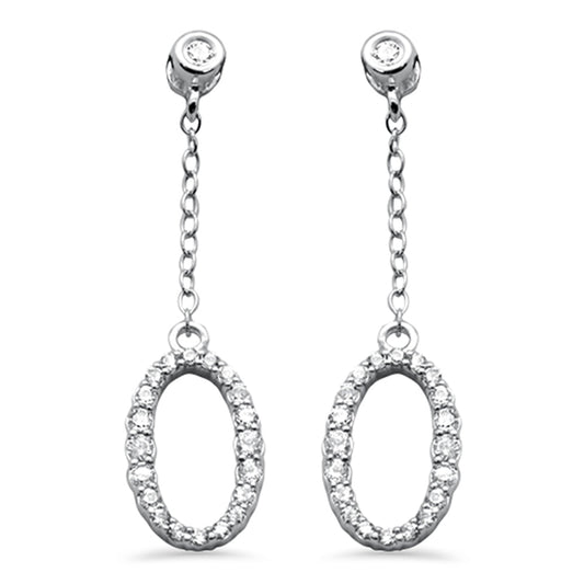 Muse Jewelry .36ct G SI 14K White Gold Diamond Oval Shaped Drop Earrings Screw Backings