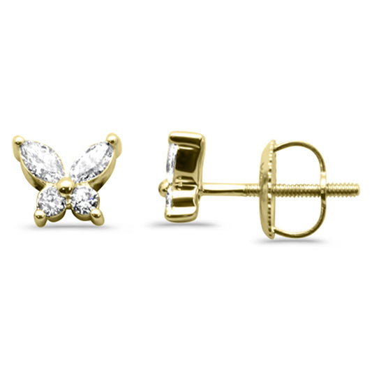 Muse Jewelry .33ct G SI 14K Yellow Gold Diamond Bunny Ears Style Earrings Screw Backings