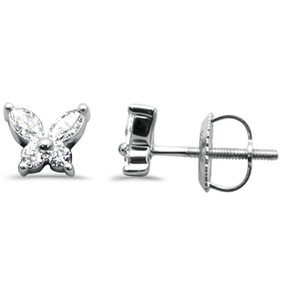 Muse Jewelry .31ct G SI 14K White Gold Diamond Bunny Ears Style Earrings Screw Backings