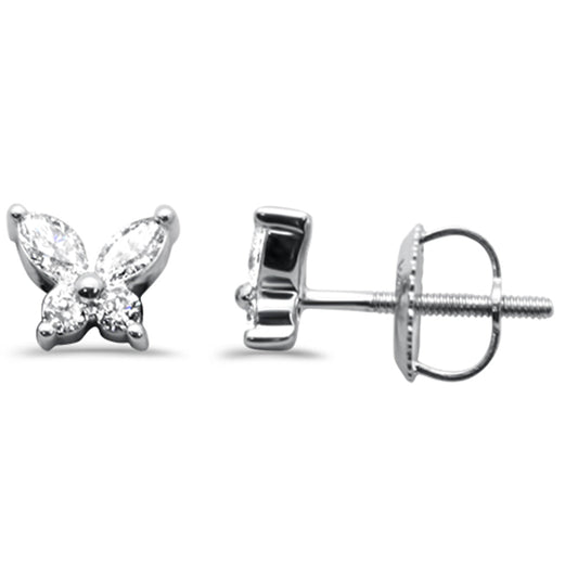 Muse Jewelry .31ct G SI 14K White Gold Diamond Bunny Ears Style Earrings Screw Backings