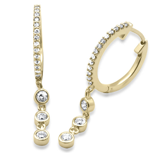 Muse Jewelry .39ct G SI 14K Yellow Gold Diamond Hoop Dangling Post & Click Earrings