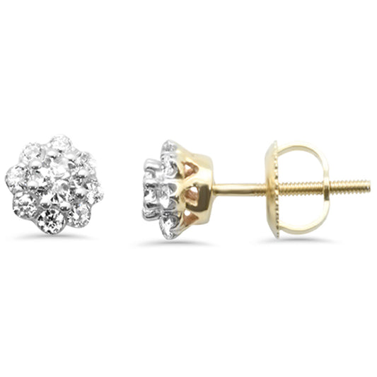 Muse Jewelry .48ct G SI 14K Yellow Gold Diamond Flower Screw Back Earrings