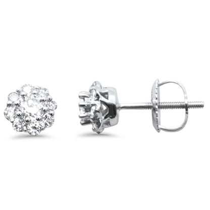 Muse Jewelry .48ct G SI 14K White Gold Diamond Flower Earrings Screw Backings