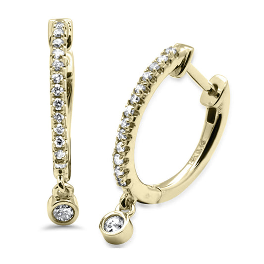 Muse Jewelry .26ct G SI 14K Yellow Gold Diamond Hoop Dangling Post & Click Earrings