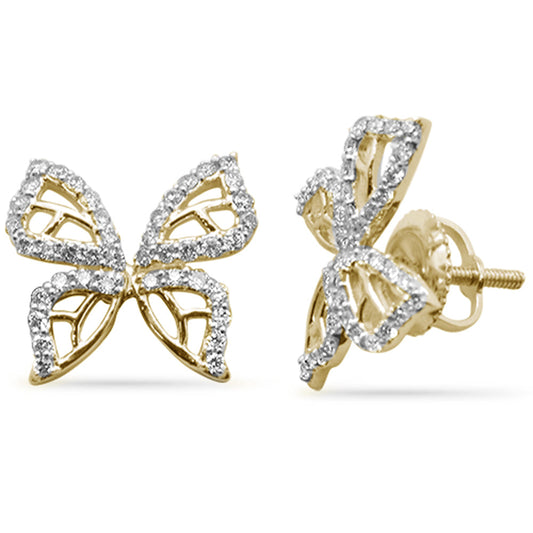 Muse Jewelry .40ct G SI 14K Yellow Gold Diamond Butterfly Earrings Screw Back