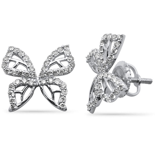 Muse Jewelry .40ct G SI 14K White Gold Diamond Butterfly Earrings Screw Back