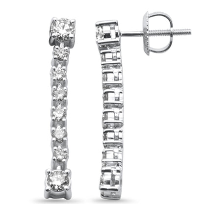 Muse Jewelry .96ct G SI 14K White Gold Diamond Drop Earrings Screw Back