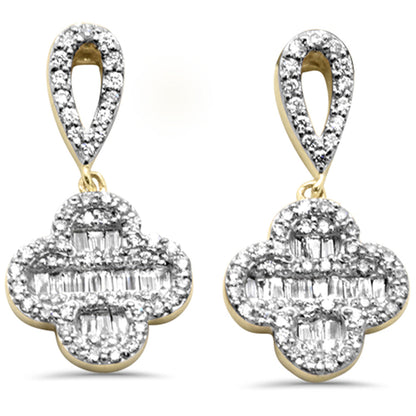 Muse Jewelry .69ct G SI 14K Yellow Gold Diamond Round & Baguette Clover Drop Earrings