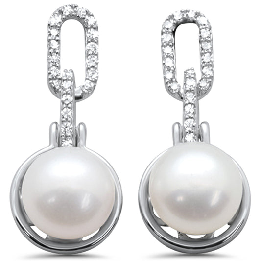 Muse Jewelry .20ct G SI 14K White Gold Diamond Pearl Drop Earrings