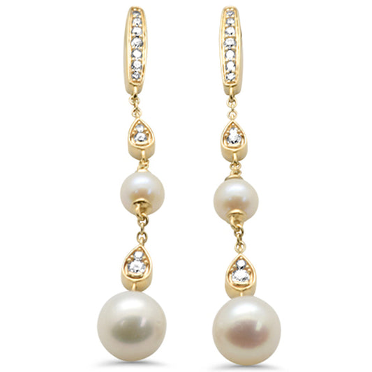 Muse Jewelry .32ct G SI 14K Yellow Gold Diamond Pearl Drop Earrings