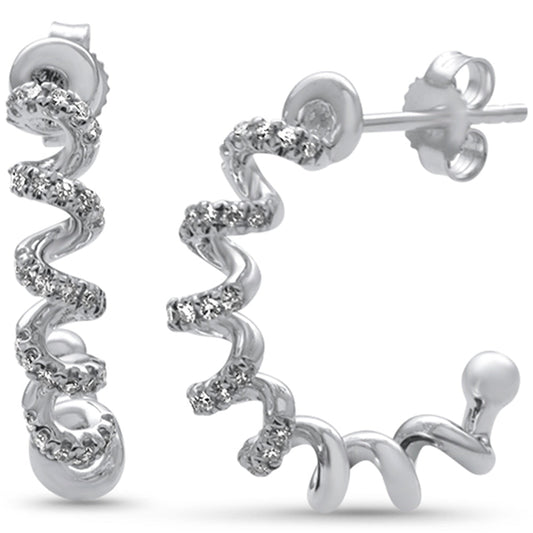 Muse Jewelry .24ct G SI 14K White Gold Diamond Spiral Earrings