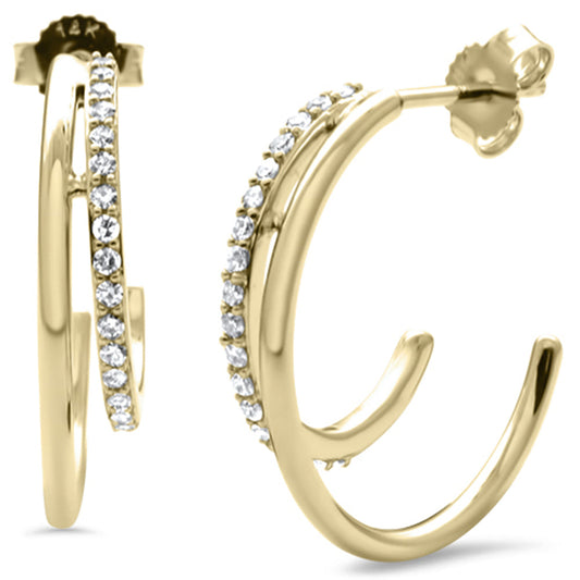 Muse Jewelry .24ct G SI 14K Yellow Gold Diamond Open Hoop Earrings