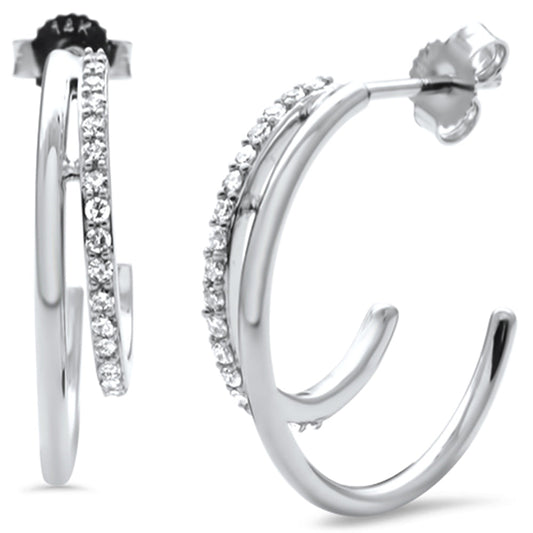 Muse Jewelry .25ct G SI 14K White Gold Diamond Open Hoop Earrings