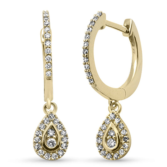 Muse Jewelry .25ct G SI 14K Yellow Gold Diamond Pear Shaped Drop Huggie Earrings