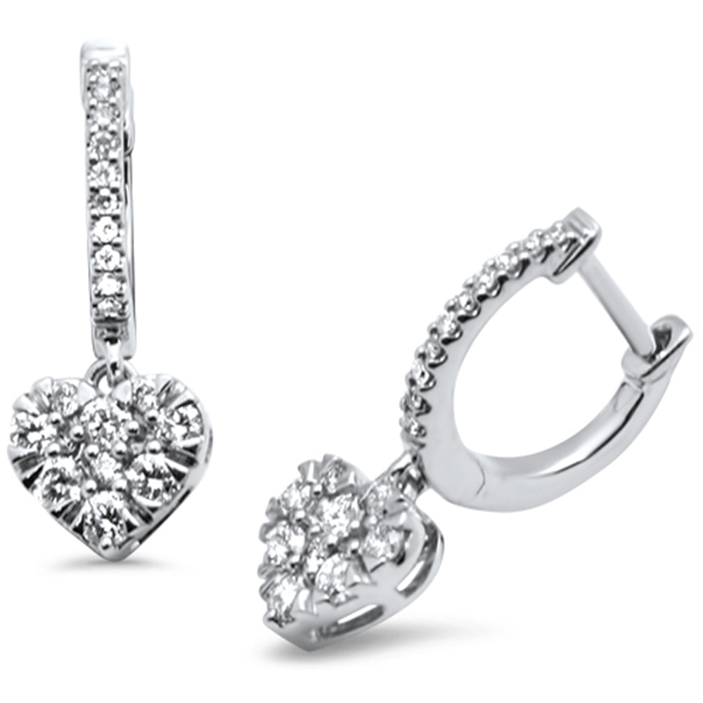 Muse Jewelry .48ct G SI 14K White Gold Diamond Heart Shaped Drop Dangle Hoop Earrings