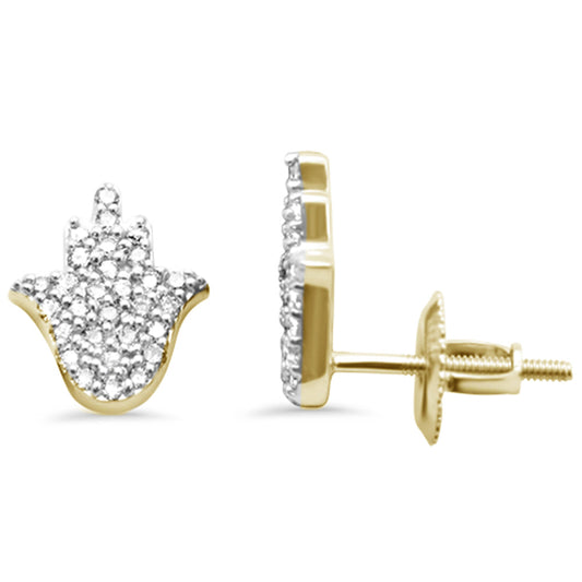 Muse Jewelry .26ct G SI 14K Yellow Gold Diamond Hamsa Earrings