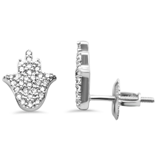 Muse Jewelry .26ct G SI 14K White Gold Diamond Hamsa Earrings