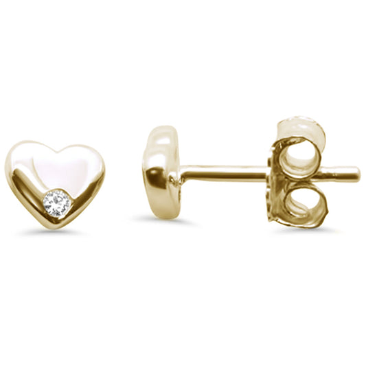 Muse Jewelry .03ct G SI 14K Yellow Gold Diamond Heart Earrings