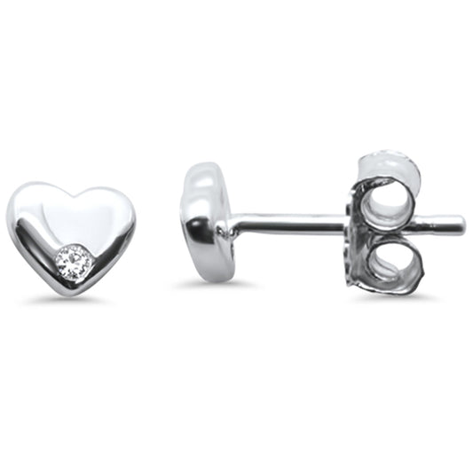 Muse Jewelry .02ct G SI 14K White Gold Diamond Heart Earrings