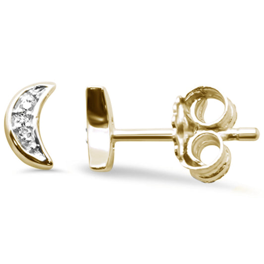 Muse Jewelry .02ct G SI 14K Yellow Gold Diamond Moon Earrings