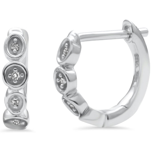 Muse Jewelry .03ct G SI 14K White Gold Diamond Hoop Earrings