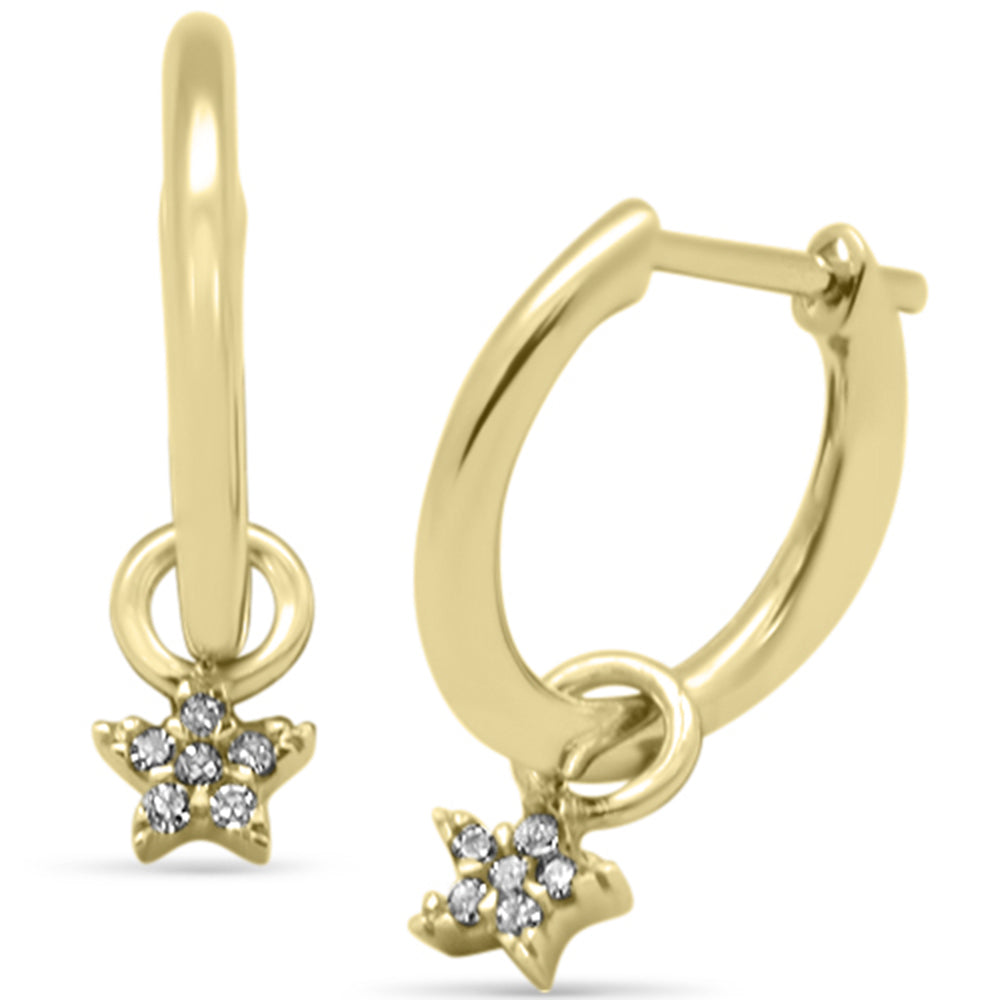 Muse Jewelry .05ct G SI 14K Yellow Gold Diamond Dangling Star Hoop Earrings