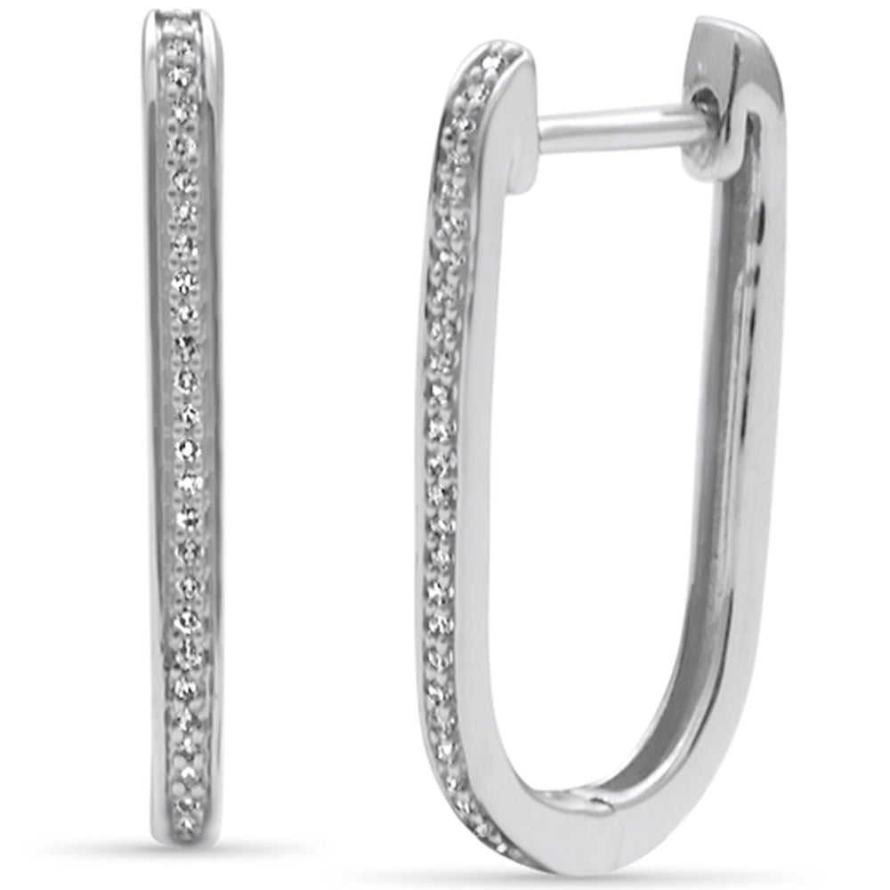 Muse Jewelry .08ct G SI 14K White Gold Diamond U Hoop Earrings