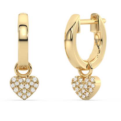 Muse Jewelry .10ct G SI 14K Yellow Gold Diamond Dangling Heart Hoop Earrings