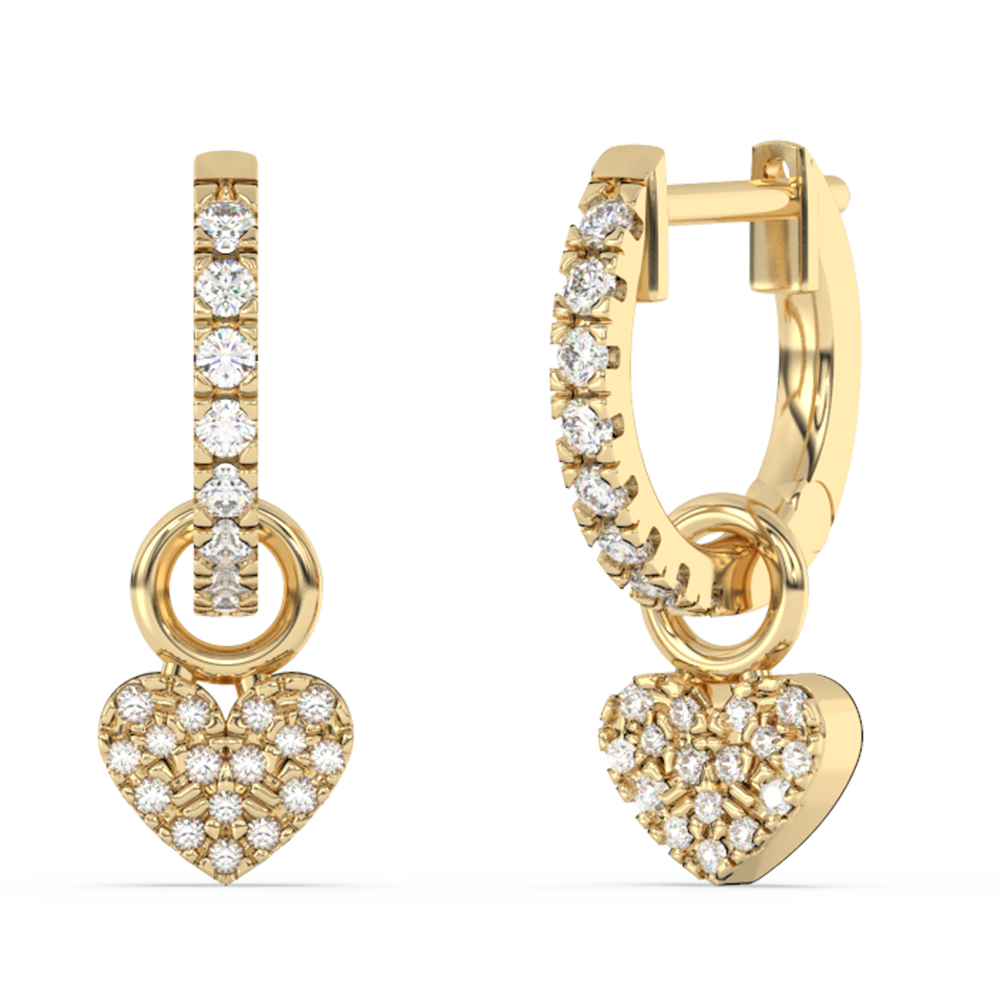 Muse Jewelry .23ct G SI 14K Yellow Gold Diamond Dangling Heart Hoop Earrings