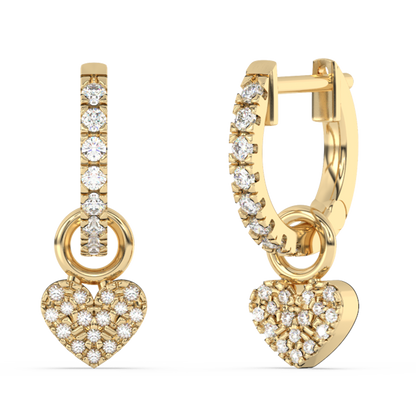 Muse Jewelry .23ct G SI 14K Yellow Gold Diamond Dangling Heart Hoop Earrings