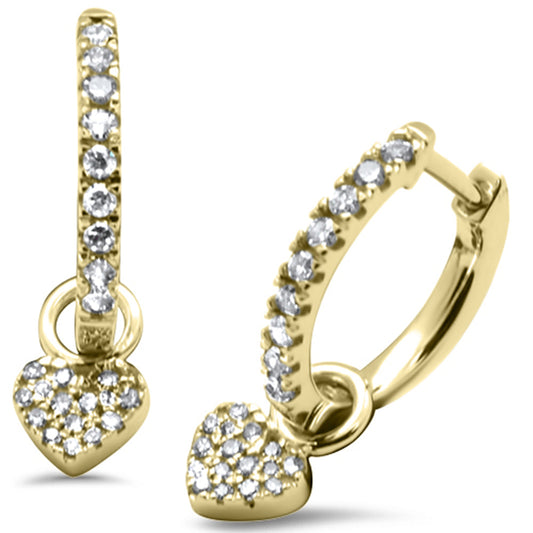 Muse Jewelry .23ct G SI 14K Yellow Gold Diamond Dangling Heart Hoop Earrings