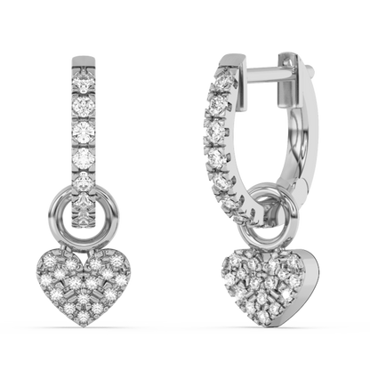 Muse Jewelry .23ct G SI 14K White Gold Diamond Dangling Heart Hoop Earrings