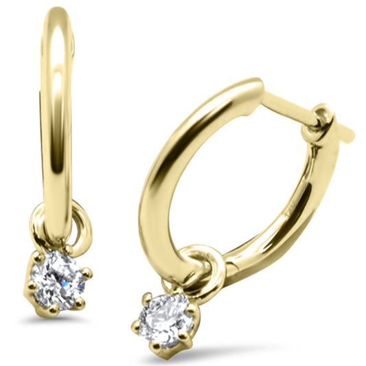 Muse Jewelry .25ct G SI 14K Yellow Gold Diamond Dangling Solitaire Hoop Earrings