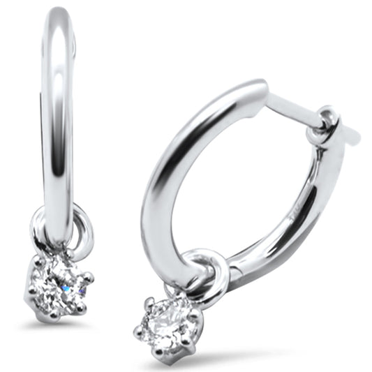 Muse Jewelry .25ct G SI 14K White Gold Diamond Dangling Solitaire Hoop Earrings